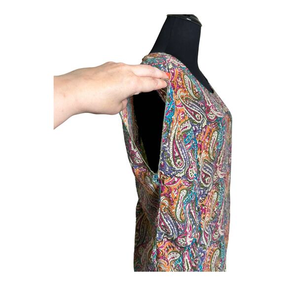Tolani colorful paisley print short sleeves tunic top size M - Picture 7 of 15